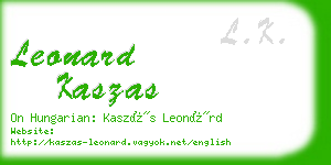 leonard kaszas business card